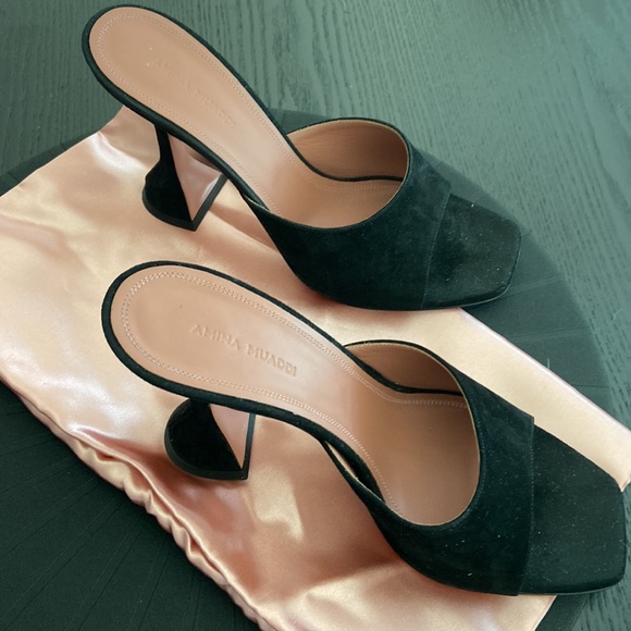 NEW Amina Muaddi Black suede Lupita heels  39 sold out. Price Firm. No trades - Picture 4 of 6